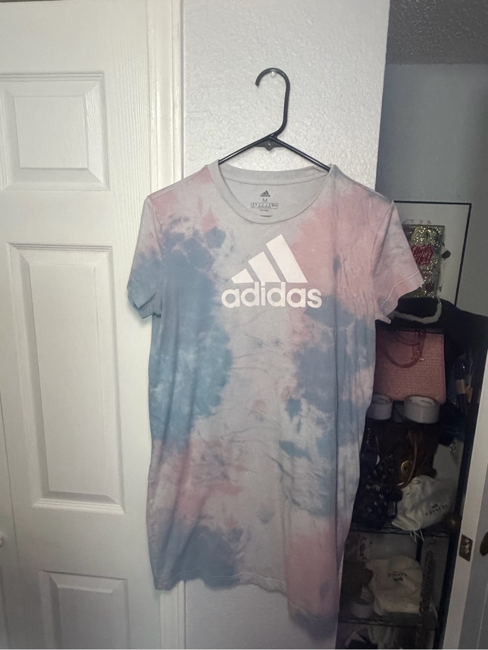 adidas Tie-Dye Logo Tee Dress — Pink & Light Blue
